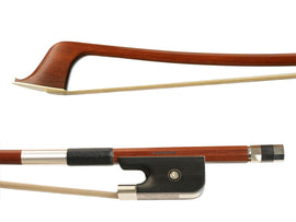 Joseph Richter Better Quality Silver Mounted Brazilwood Round French style Double Bass Bow, beginner, student, Dorfler, hand-picked and inspected by TEO musical Instruments, London Ontario