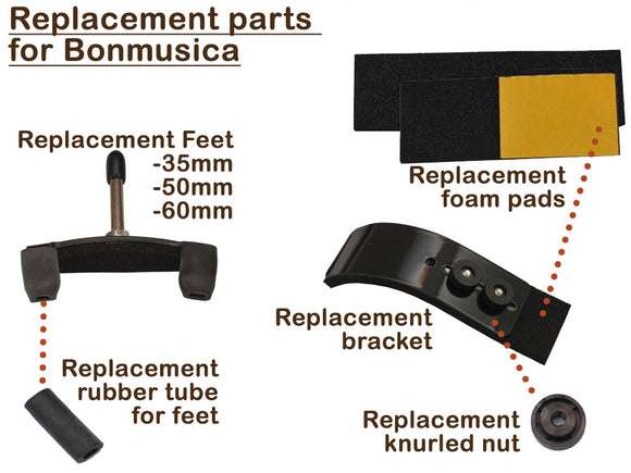 Bonmusica Replacement Parts for Shoulder Rests, GERMANY, hand-picked and inspected by Violins and such, with TEO musical Instruments, London Ontario Canada