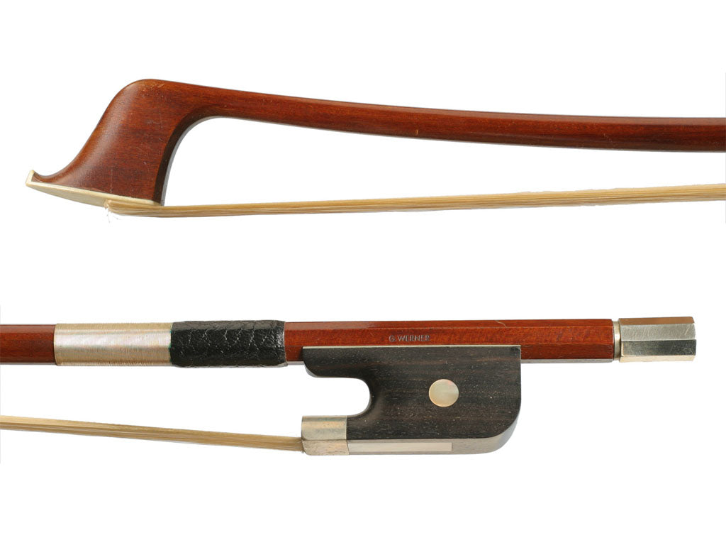 G. Werner Good Quality Pernambuco Round Double French style Bass Bow, beginner, student, entry level, Dorfler, hand-picked and inspected by TEO musical Instruments, London Ontario