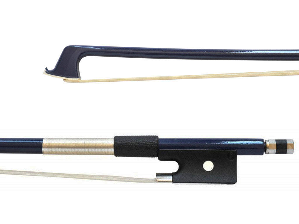 Glasser Blue coloured Fiberglass SHC-series Violin Bow, U.S.A., intermediate, middle level, medium, Better student, hand-picked and inspected by TEO musical Instruments, London Ontario Canada