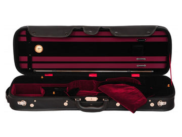 Two toned interior Hill-Style Oblong Violin Case, affordable, purple, wine, red, burgundy, black, navy blue, Eastman, full size, 4/4, hand-picked and inspected by Violins and such, with TEO musical Instruments, London Ontario Canada