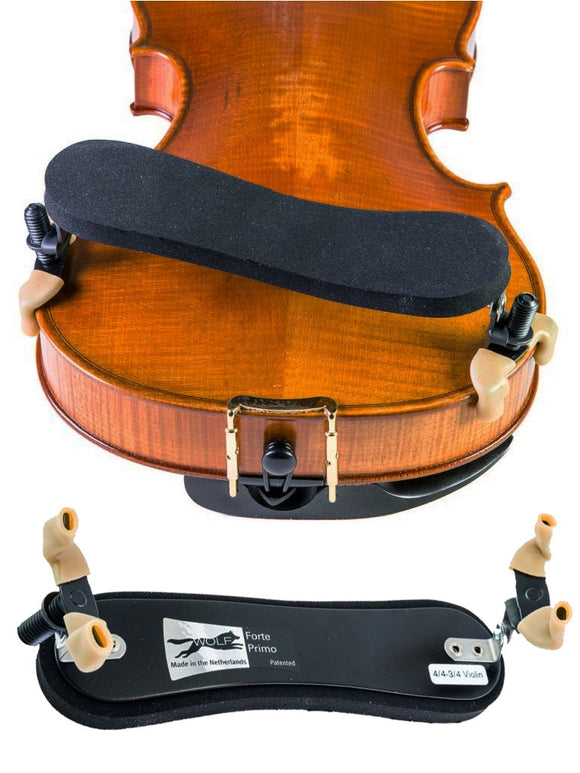 Wolf Violin Shoulder Rest, Primo, Secondo, Forte, Standard, Superflexible, 4/4, 3/4, 1/2, 1/4, 1/8, 1/16, Wolf, Netherlands, Holland, Dutch, hand-picked and inspected by Violins and such, with TEO musical Instruments, London Ontario Canada