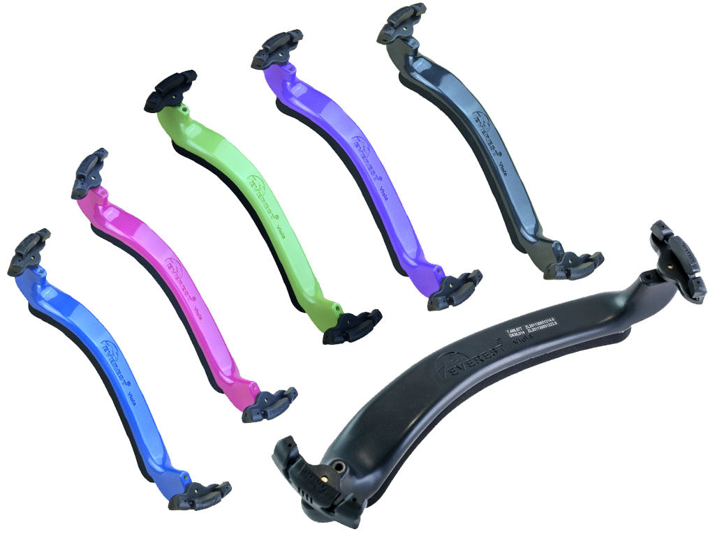Everest EZ and Spring Collection ES Viola Shoulder Rests, Black, Red, Hot Pink, Light Pink, Purple, Blue, Neon Green, Orange, Everest, USA, 15"-16.5", full size, hand-picked and inspected by Violins and such, with TEO musicnts, London Ontario Canadaal Instrume
