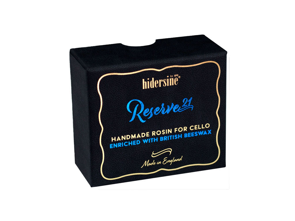 Reserve 21 Cello Rosin, medium hardness, Hidersine, UK, England, hand-picked and inspected by Violins and such, with TEO musical Instruments, London Ontario Canada