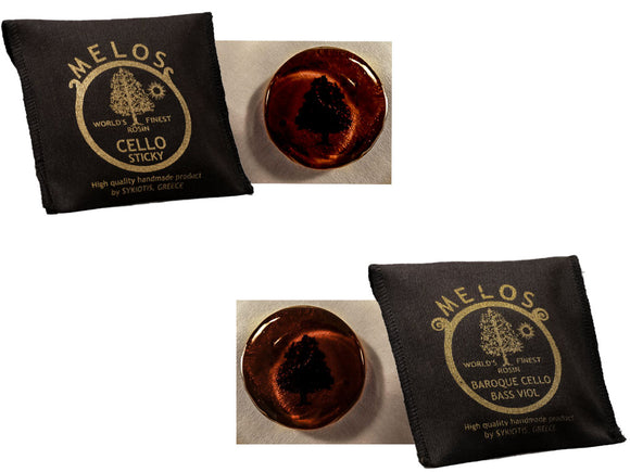 Melos cello rosin, dark, light, baroque, Greece, hand-picked and inspected by Violins and such, with TEO musical Instruments, London Ontario Canada